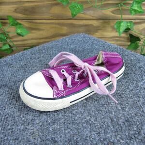 Converse Girls Sneaker Low Top Sz T 9 Medium‎ Purple Fabric Lace Up